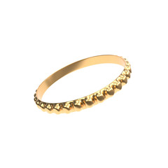 3d illustration of golden ring on the white background isolated 3d render