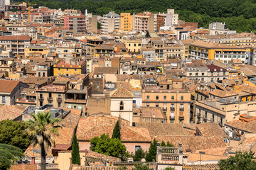 Fototapeta na wymiar The rooftops of Girona in Catalonia Spain