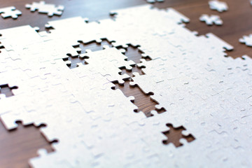 Question mark from the missing parts of the puzzle. Set goals, tasks and ways of their solution and...