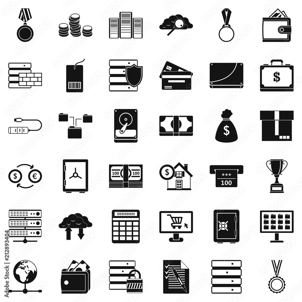 Poster business diagram icons set. simple style of 36 business diagram vector icons for web isolated on whi