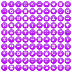100 sandwich icons set in purple circle isolated vector illustration