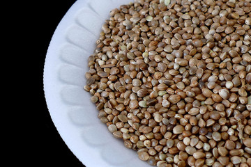 hemp seeds in a plate,

