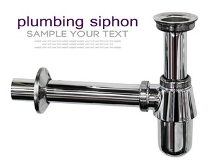 plumbing siphon chromed isolated on white background. Text delete