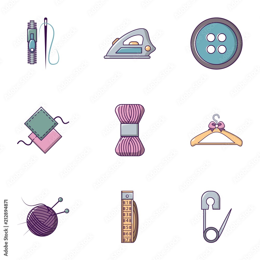 Poster knitting icons set. flat set of 9 knitting vector icons for web isolated on white background