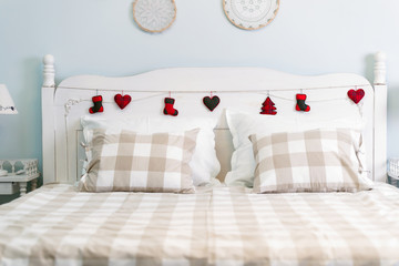 Picture of romantic nice decorated bed in bedroom