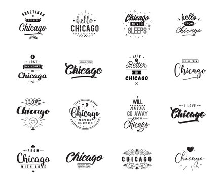 Greeting cards, vector design. Isolated logos. Typography set.