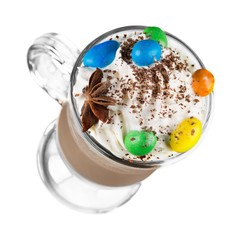 frappuccino topping with whip cream and cookie