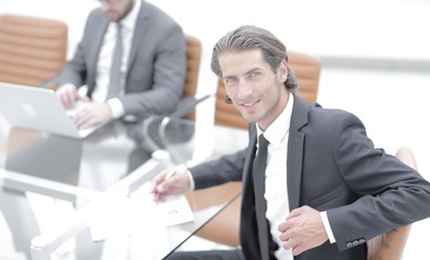 businessman sitting at a work meeting