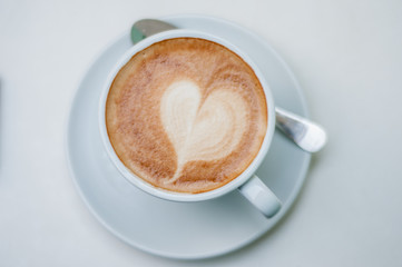 Cup of cappuccino from above