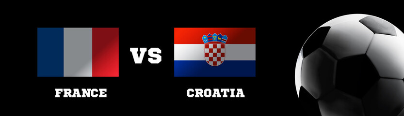 Flags of France and Croatia against the backdrop of grass football stadium. Vector