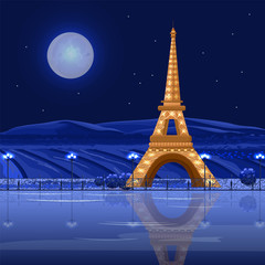Tour Eiffel Paris at night Vector card. Beautiful backgrounds © castecodesign