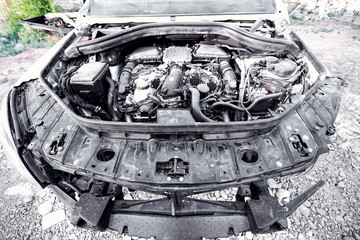 After the accident, the car is restored at the service center.