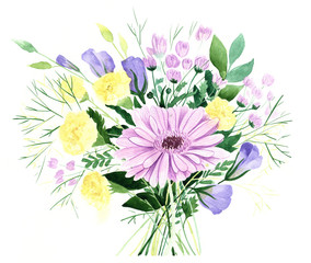 Flower bouqet hand painted watercolor illustration
