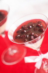 Dessert with a cherry in a glass