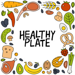 Healthy plate hand drawn lettering