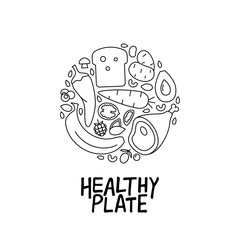 Healthy plate hand drawn lettering