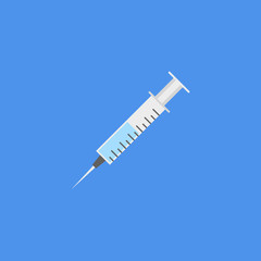Syringe with needle, flat design