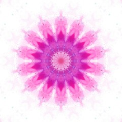 Obraz premium Pink watercolor mandala. Kaleidoscope abstract wallpaper. Sacred geometry digital painting art. Ethnic fractal artwork. Symmetric stylish graphic design pattern. Print for fabric, textile or paper