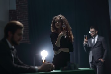 two glamorous couples, have fun in the casino