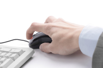 closeup . man working on an old keyboard