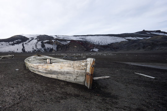 Antarctic, old wooden rowing boat - Powered by Adobe