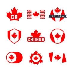 Canada flag, logo design graphics with the Canadian flag and red maple leaf
