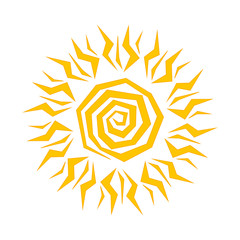 Orange sun on white background vector