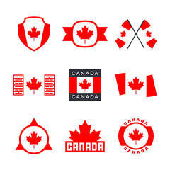 Canada flag, logo design graphics with the Canadian flag and red maple leaf