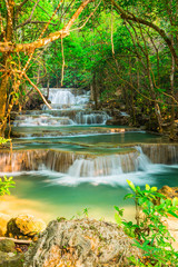 Huay Mae Kamin waterfall at National Park in Thailand