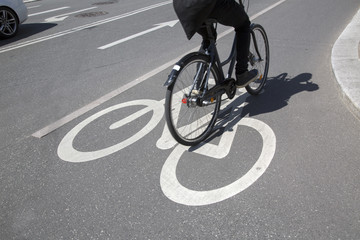 Bike Lane with Cyclist; Copenhagen