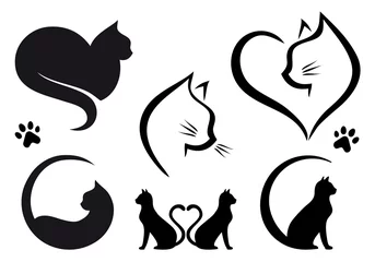 Tuinposter Cat logo design, vector set © beaubelle