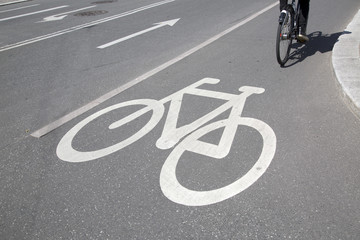 Obraz premium Bike Lane and Cyclist; Copenhagen