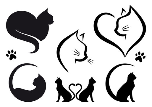 Cat logo design, vector set