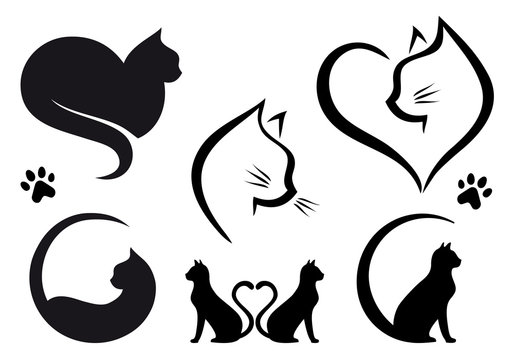 Cat Logo Design, Vector Set