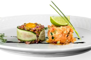 Appetizer on the White Plate Isolated