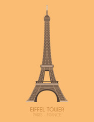 Modern design poster with colorful background of Eiffel Tower (Paris, France). Vector illustration
