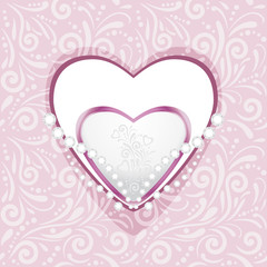 Pink ornamental pattern with hearts and diamonds for scrapbook