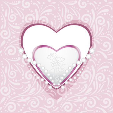 Pink ornamental pattern with hearts and diamonds for scrapbook