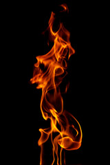 Fototapeta premium Red flame of fire on a black background