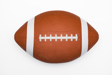 rubber ball for playing rugby on a white background