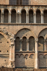 Fototapeta na wymiar the side wall of Ferrara cathedral, Basilica Cattedrale di San Giorgio, Ferrara, Italy
