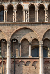  the side wall of Ferrara cathedral, Basilica Cattedrale di San Giorgio, Ferrara, Italy