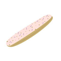 Pink yummy eclair dessert isolated on white background vector illustration