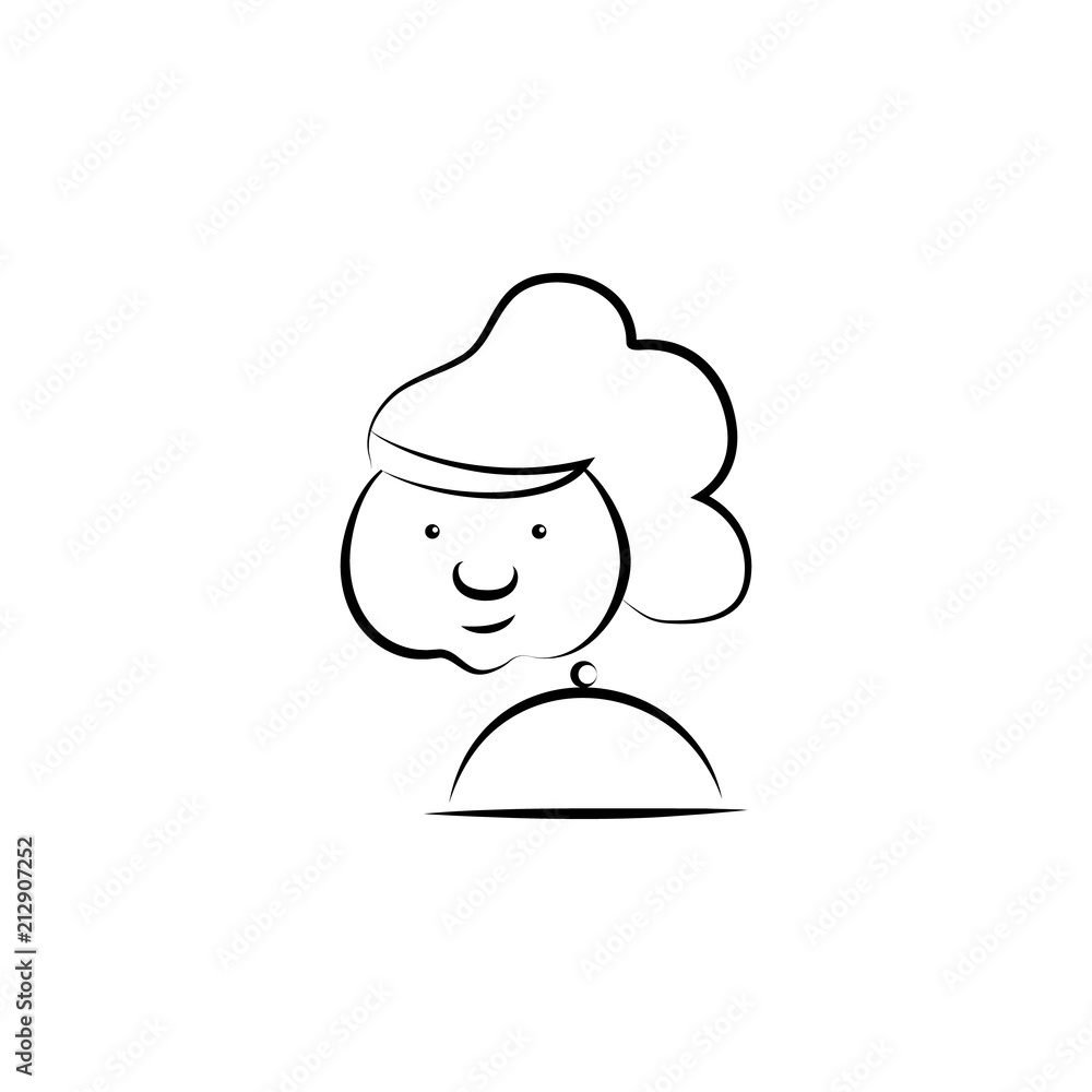 Poster cook avatar sketch style illustration. element of professions for mobile concept and web apps illust