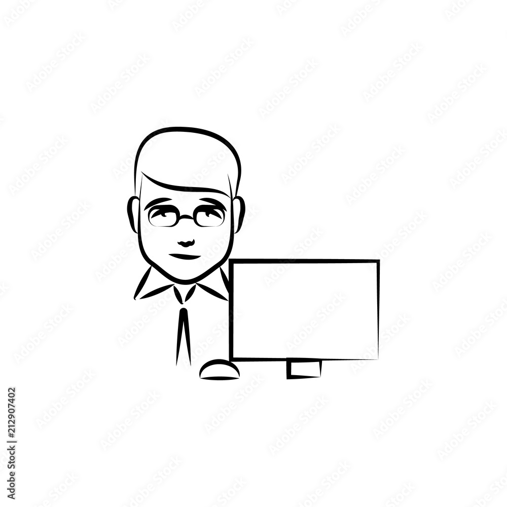 Poster businessman avatar sketch style illustration. element of professions for mobile concept and web apps