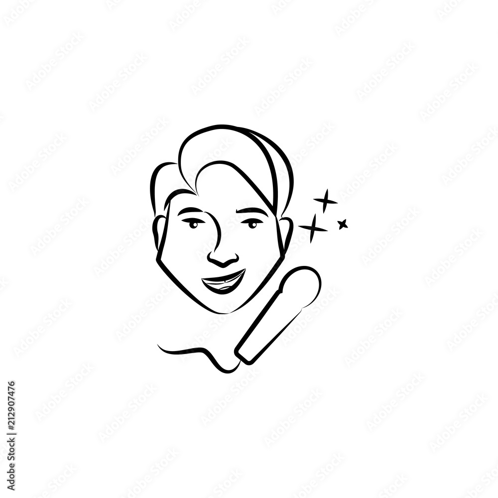 Poster singer avatar sketch style illustration. element of professions for mobile concept and web apps illu