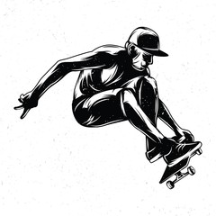 Isolated hand drawn illustration of boy flying on skateboard © Oleg