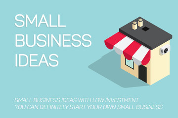 flat concept small business illustration on blue background