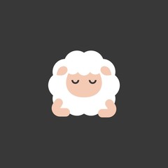 Cute cartoon sleeping sheep front view, flat design