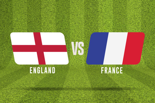 England versus France soccer match. 3D Rendering